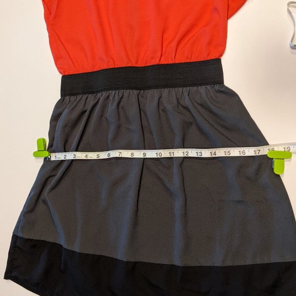 BeBop Coral Black Gray Color Block Party Dress Size Medium - Picture 11 of 11